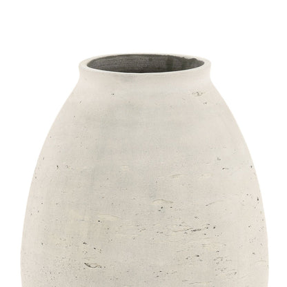 Antique White Cement Vase 11 in Wide