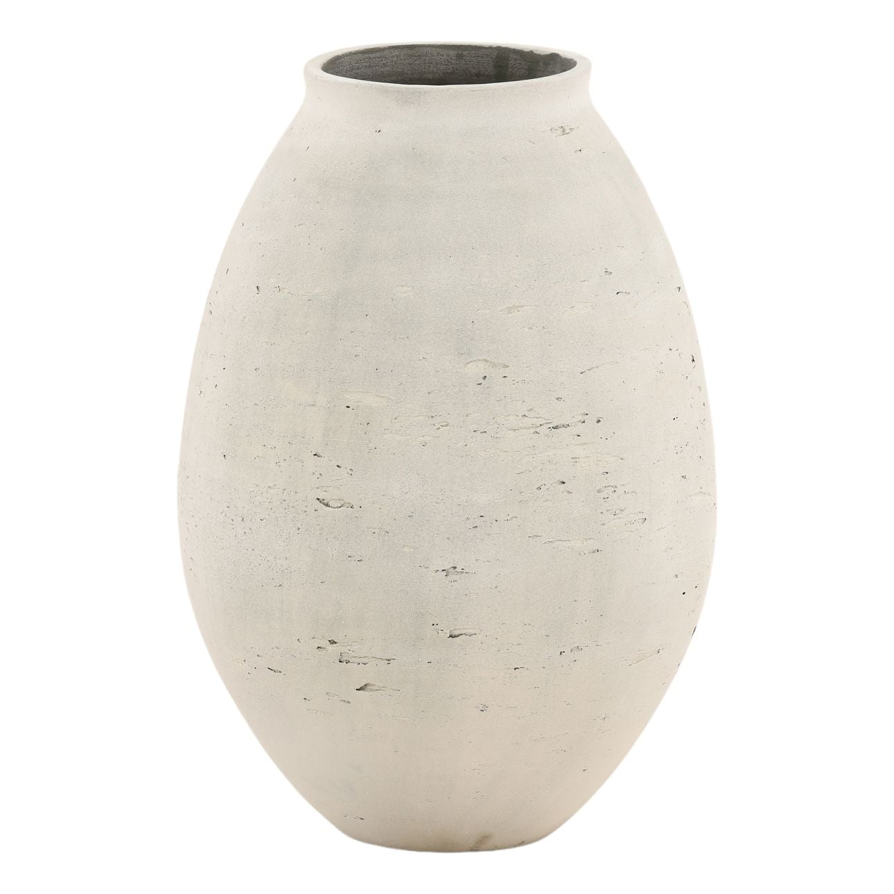Antique White Cement Vase 11 in Wide