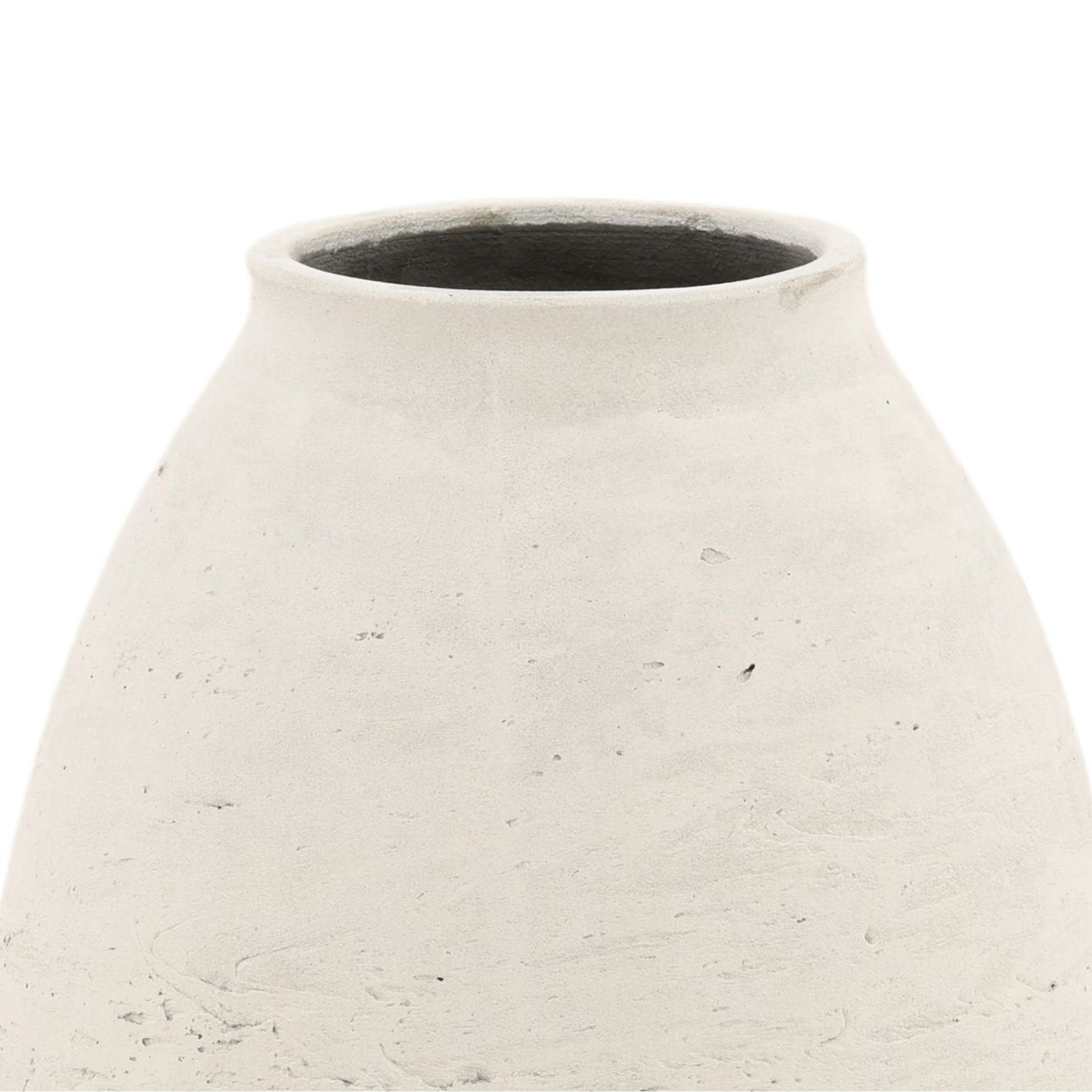 Antique White Cement Vase 11 in Wide