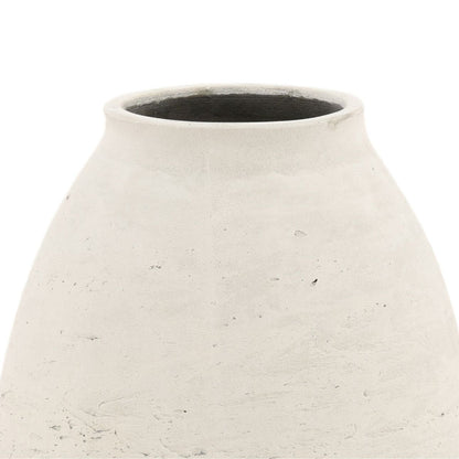 Antique White Cement Vase 11 in Wide