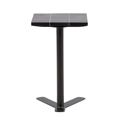 Black and Brass Petrified Wood and Metal Table 14 in Wide