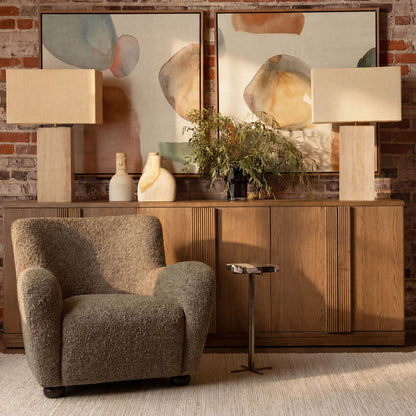 Elevated Petrified Wood and Metal Side Table