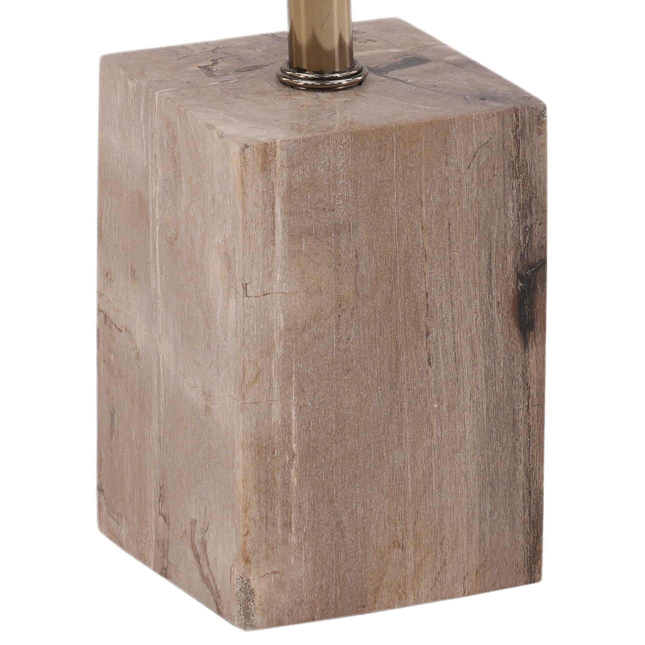 Natural and Brass Petrified Wood and Metal Table 12 in Wide