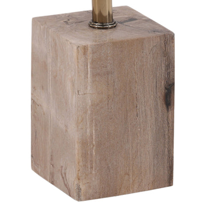 Natural and Brass Petrified Wood and Metal Table 12 in Wide