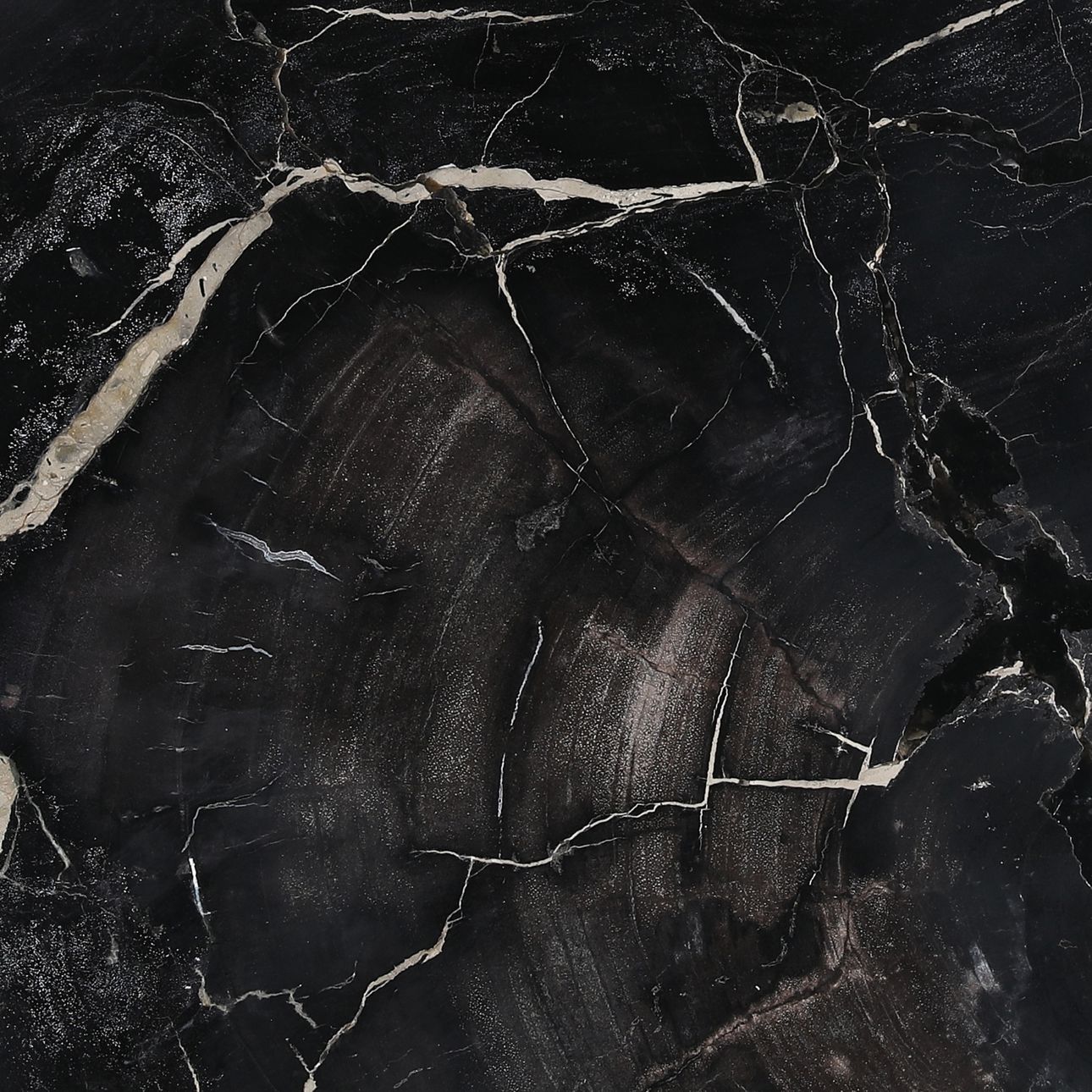 Natural and Black Petrified Wood and Metal Table 34 in Wide
