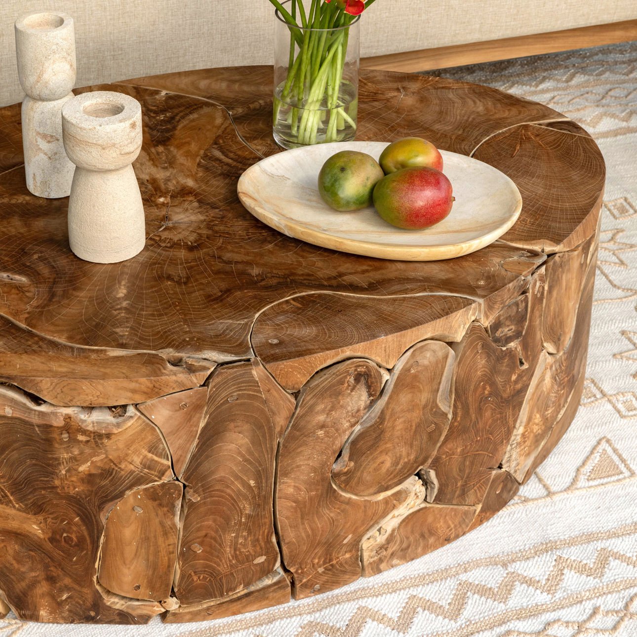 Natural Teak Wood Table 47 in Wide