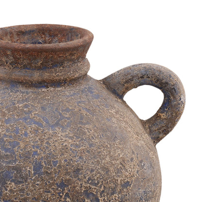 Distressed Blue Terracotta Vase 13.5 in Wide