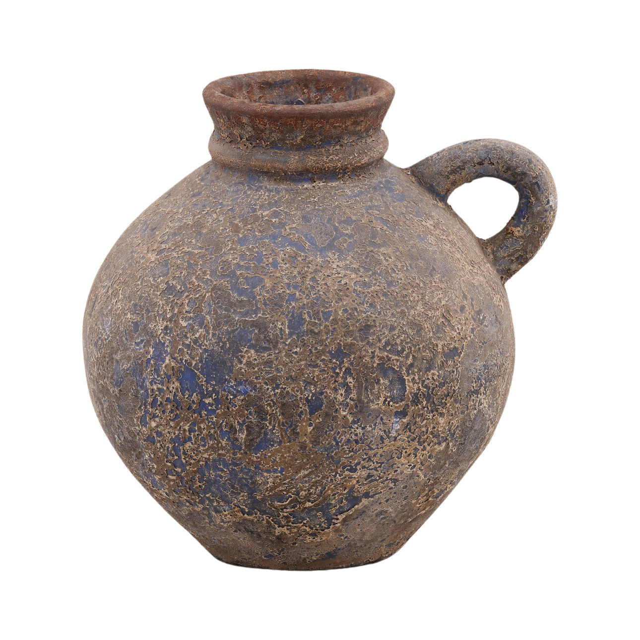 Distressed Blue Terracotta Vase 13.5 in Wide