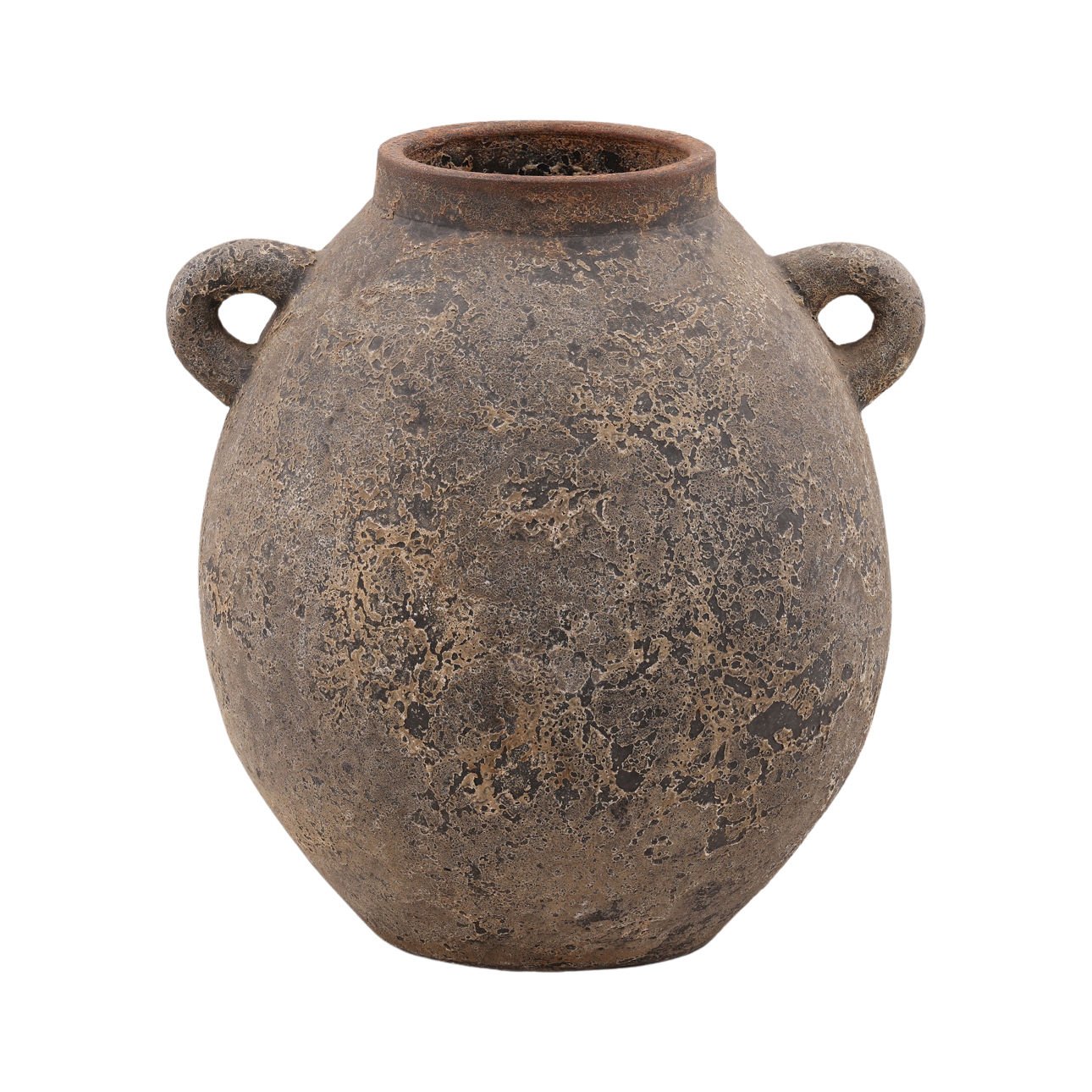 Distressed Blue Terracotta Vase 15.5 in Wide