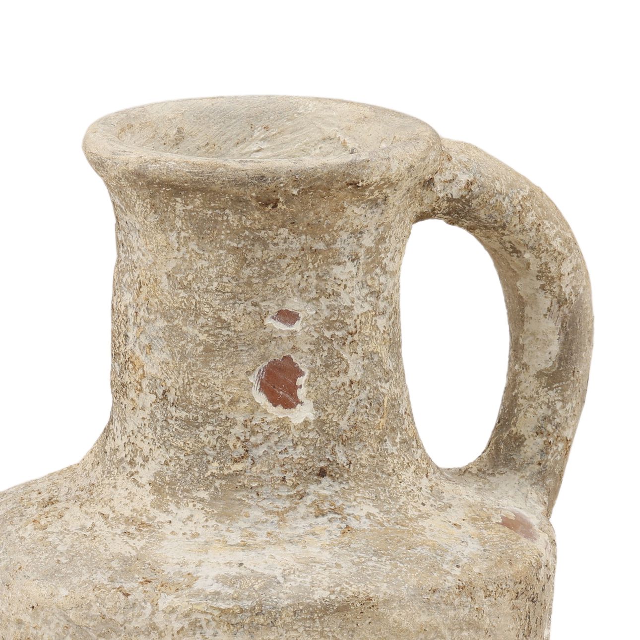 Antique White Terracotta Vase 10 in Wide