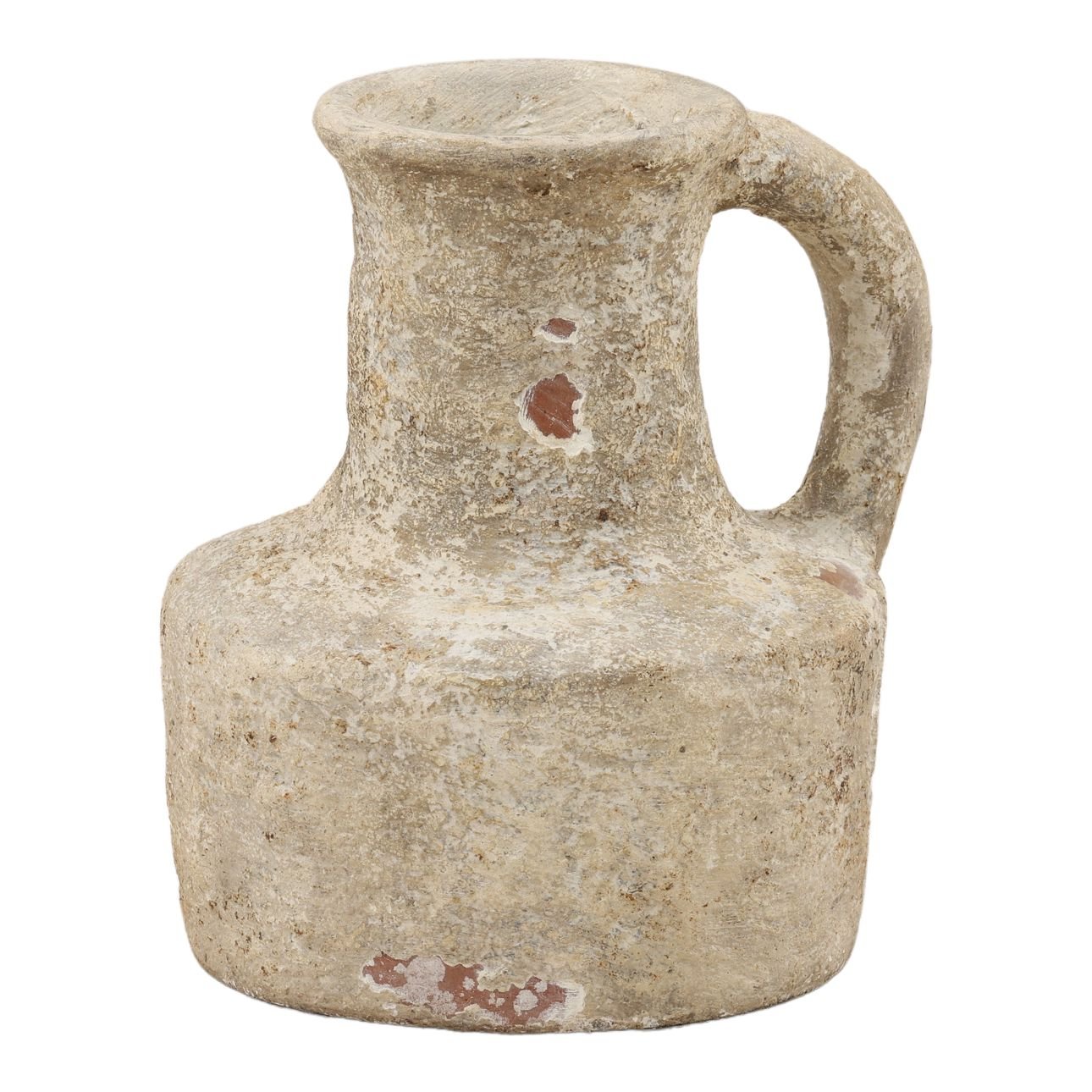 Antique White Terracotta Vase 10 in Wide