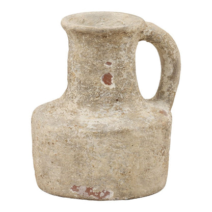 Antique White Terracotta Vase 10 in Wide