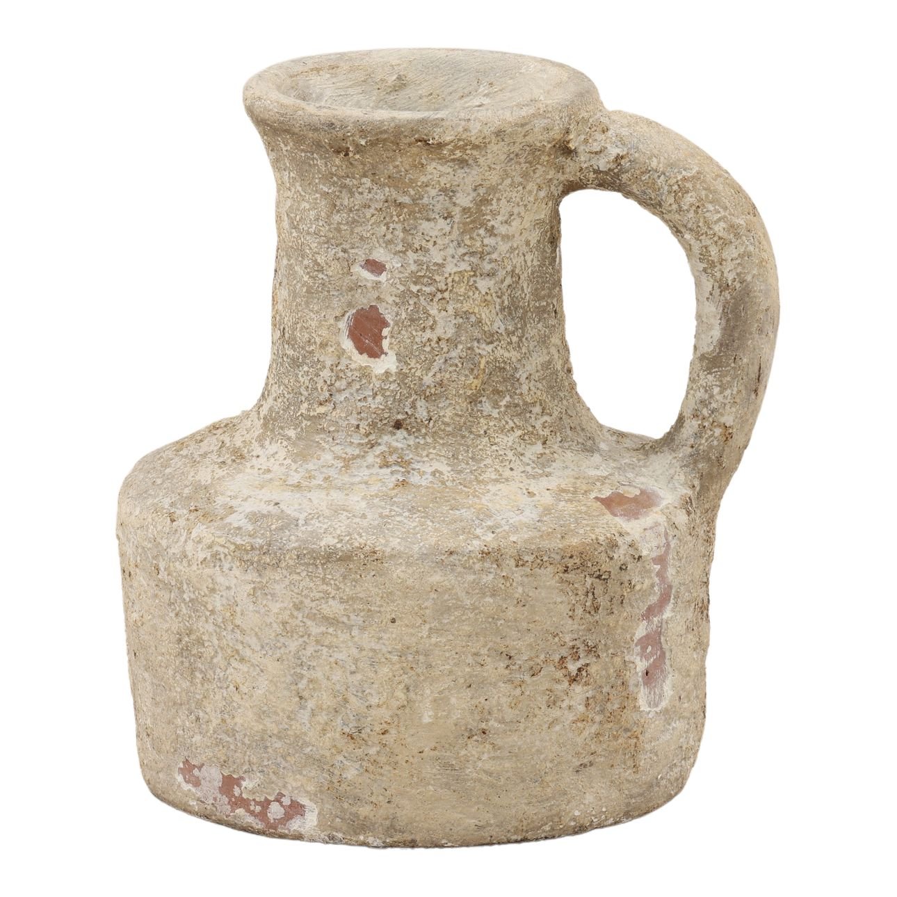 Antique White Terracotta Vase 10 in Wide