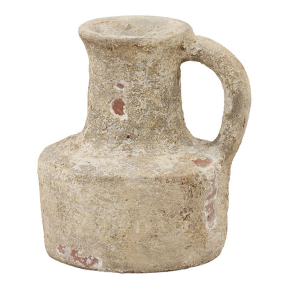 Antique White Terracotta Vase 10 in Wide