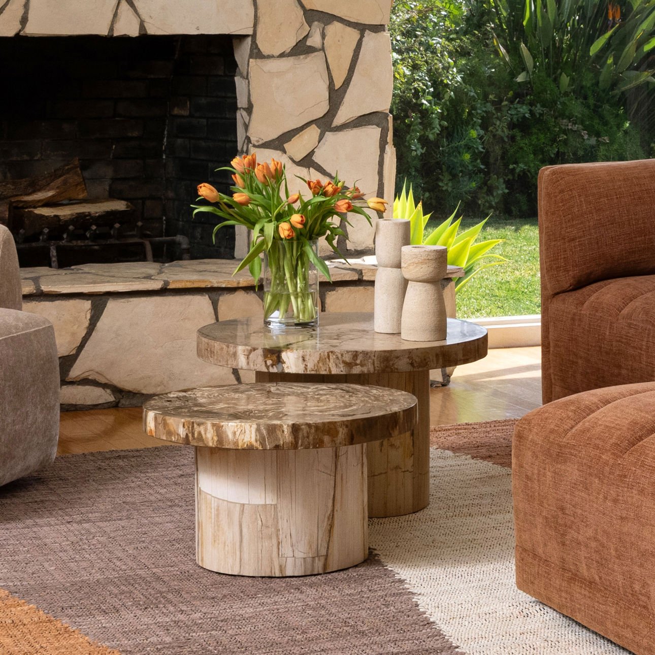 Natural Petrified Wood Table 25.5 in Wide