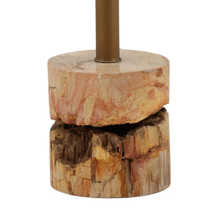 Light Natural and Bronze Petrified Wood and Stainless Steel Table 12.5 in Wide
