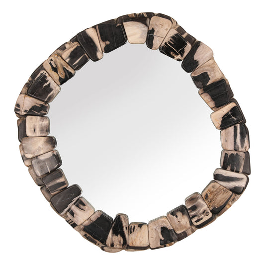 Black Petrified Wood Tiles Mirror 27 in Wide