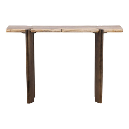 Light Natural and Bronze Petrified Wood and Stainless Steel Table 47 in Wide