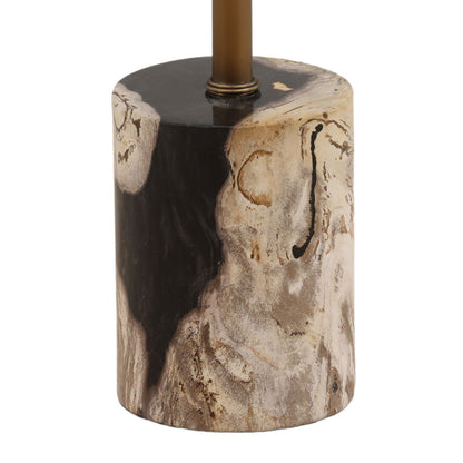 Black and Bronze Petrified Wood and Stainless Steel Table 8 in Wide
