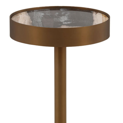Black and Bronze Petrified Wood and Stainless Steel Table 8 in Wide