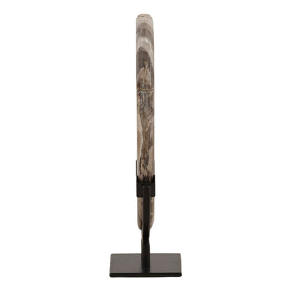 Black Petrified Wood and Iron Sculpture 8 in Wide