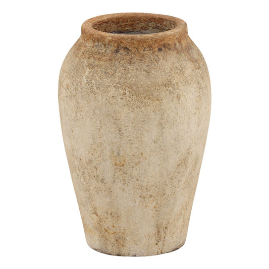 Antique White Terracotta Pot 10.5 in Wide