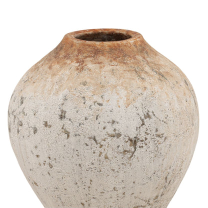 Antique White Terracotta Vase 11.5 in Wide
