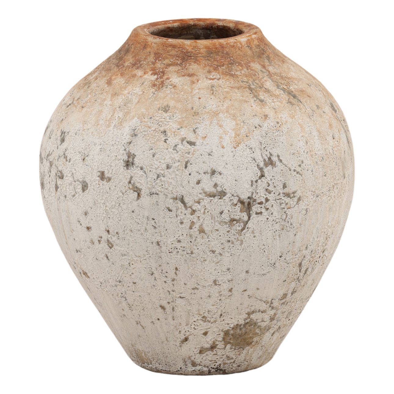 Antique White Terracotta Vase 11.5 in Wide
