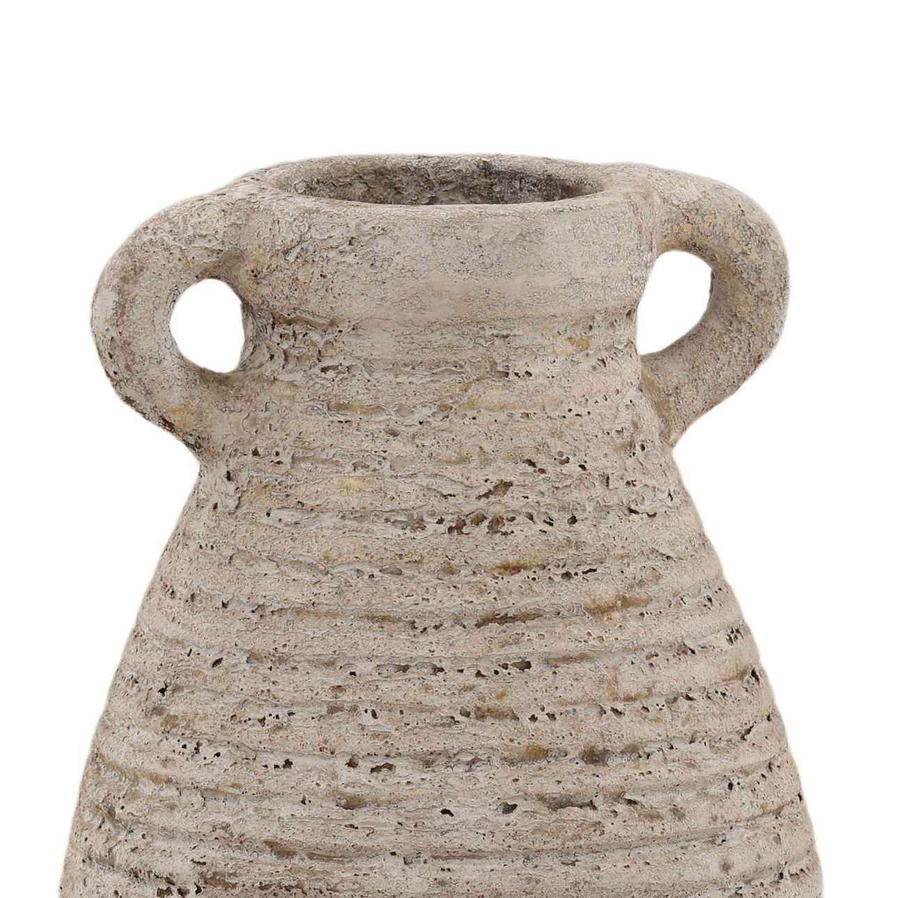 Antique White Terracotta Vase 8 in Wide