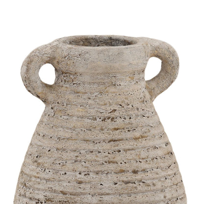 Antique White Terracotta Vase 8 in Wide