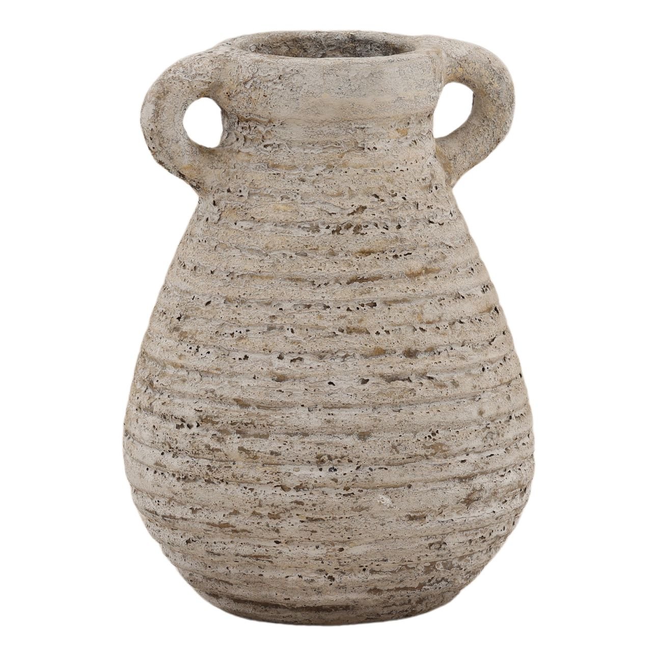 Antique White Terracotta Vase 8 in Wide