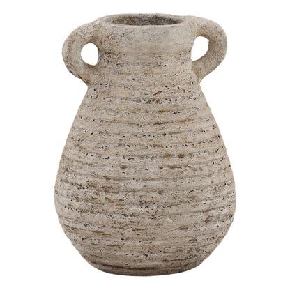 Antique White Terracotta Vase 8 in Wide