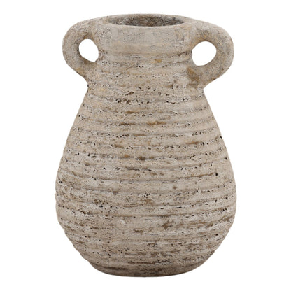 Antique White Terracotta Vase 8 in Wide