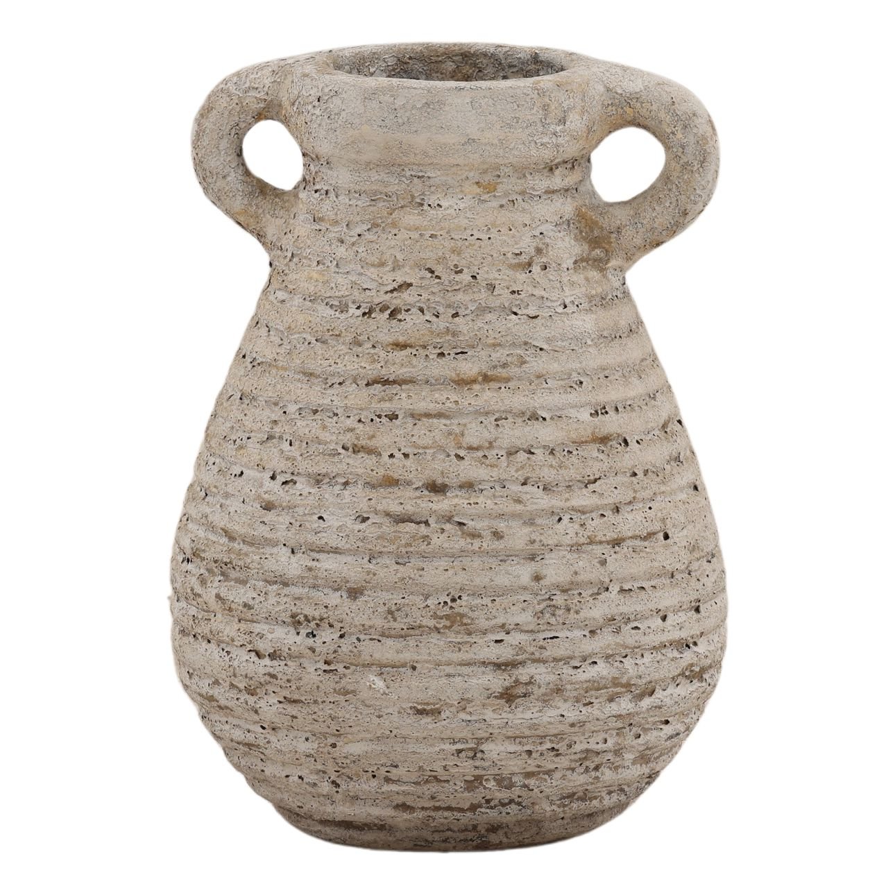 Antique White Terracotta Vase 8 in Wide