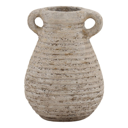 Antique White Terracotta Vase 8 in Wide