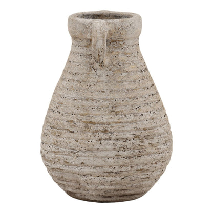 Antique White Terracotta Vase 8 in Wide