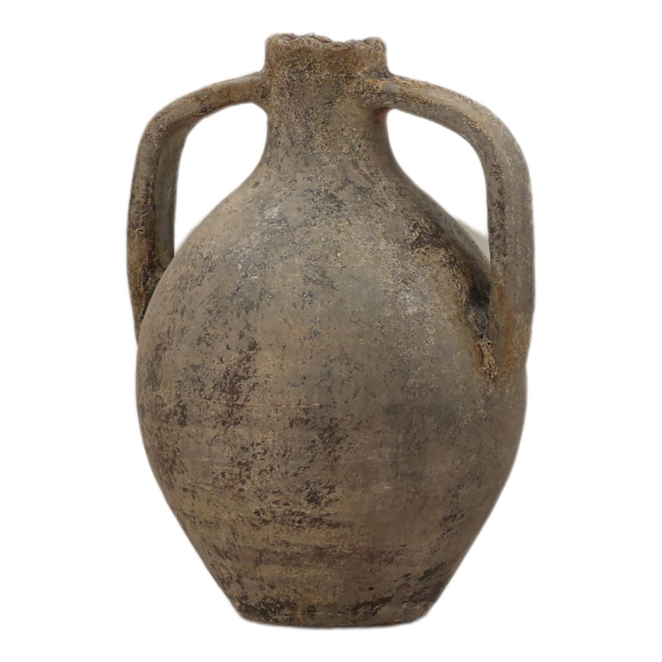 Antique Brown Terracotta Vase 13 in Wide