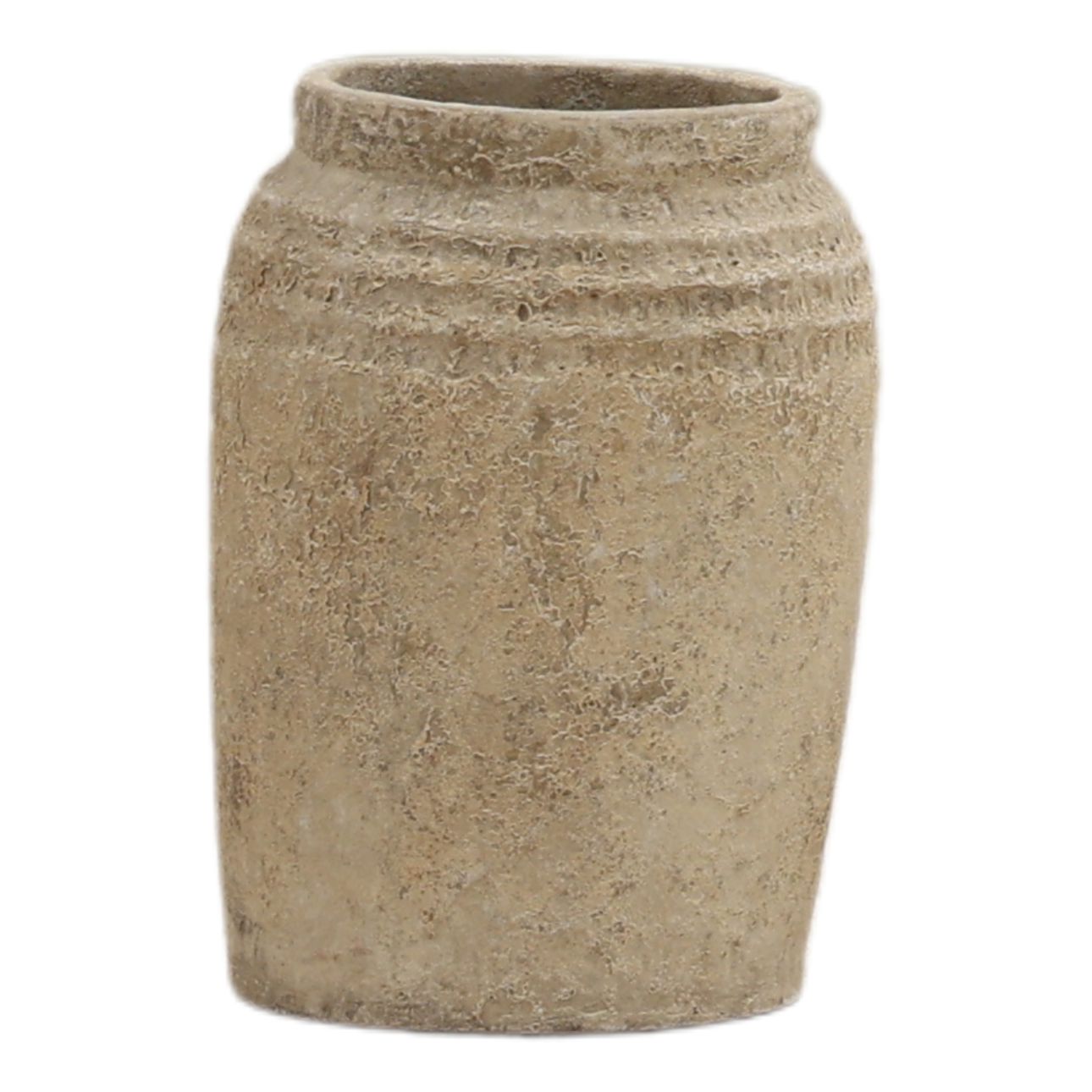 Beige Cement Vase 10 in Wide