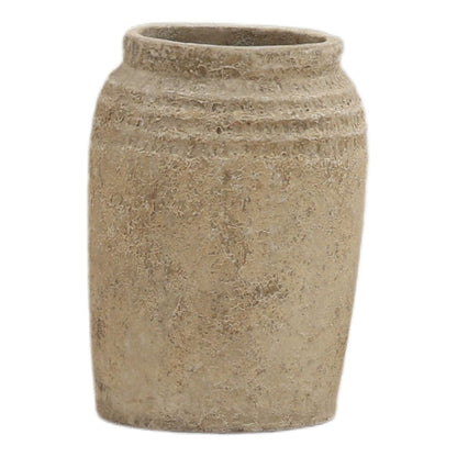 Beige Cement Vase 10 in Wide