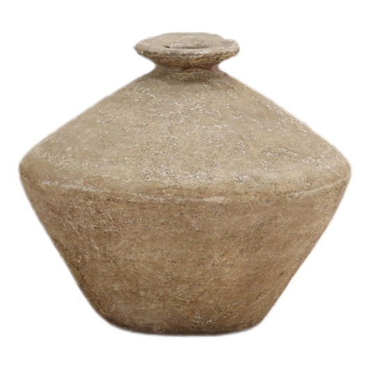 Antique Cream Terracotta Vase 11.5 in Wide