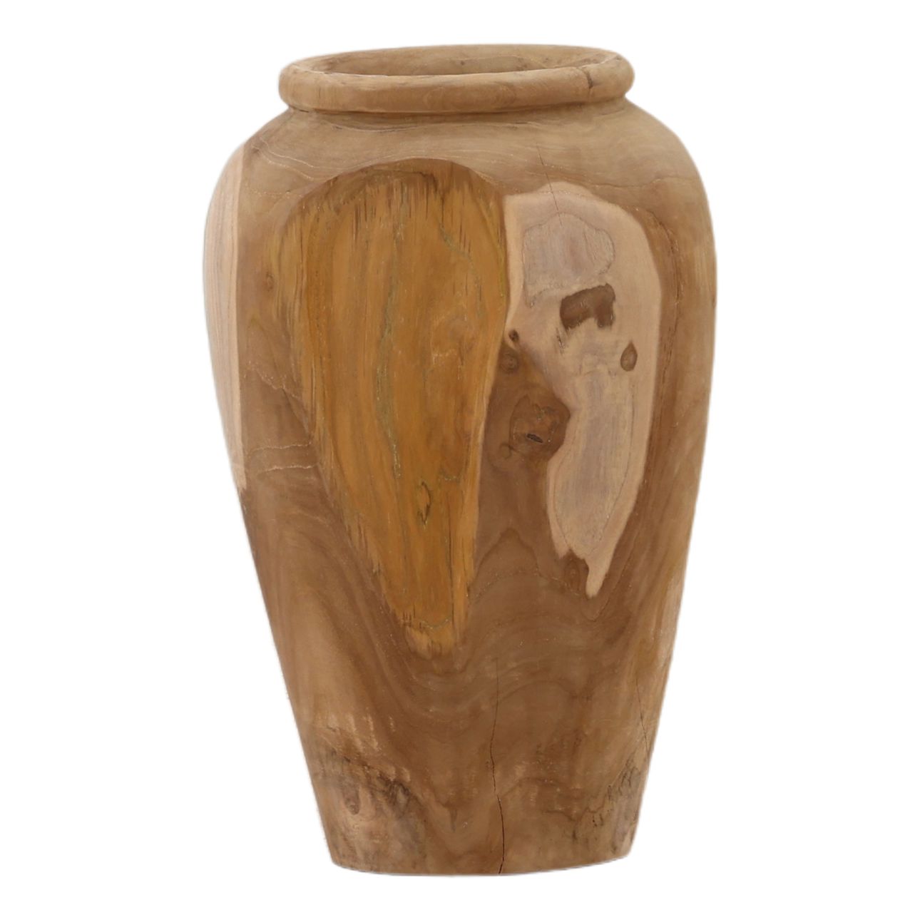 Natural Teak Wood Vase 10 in Wide