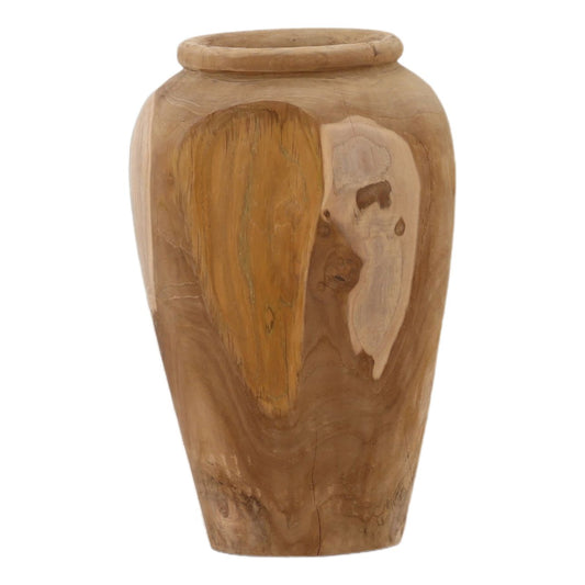 Natural Teak Wood Vase 10 in Wide