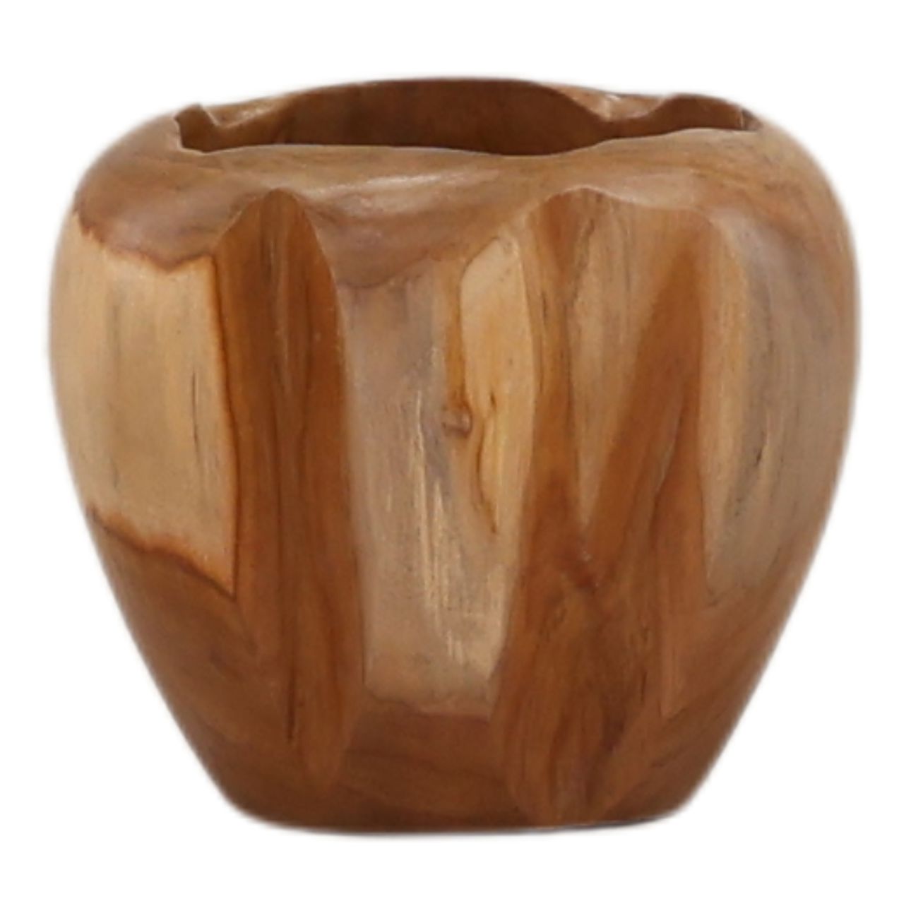 Natural Teak Wood Vase 9 in Wide