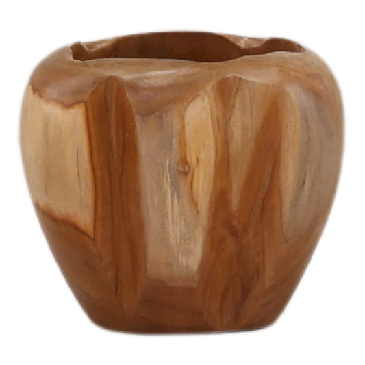 Natural Teak Wood Vase 9 in Wide