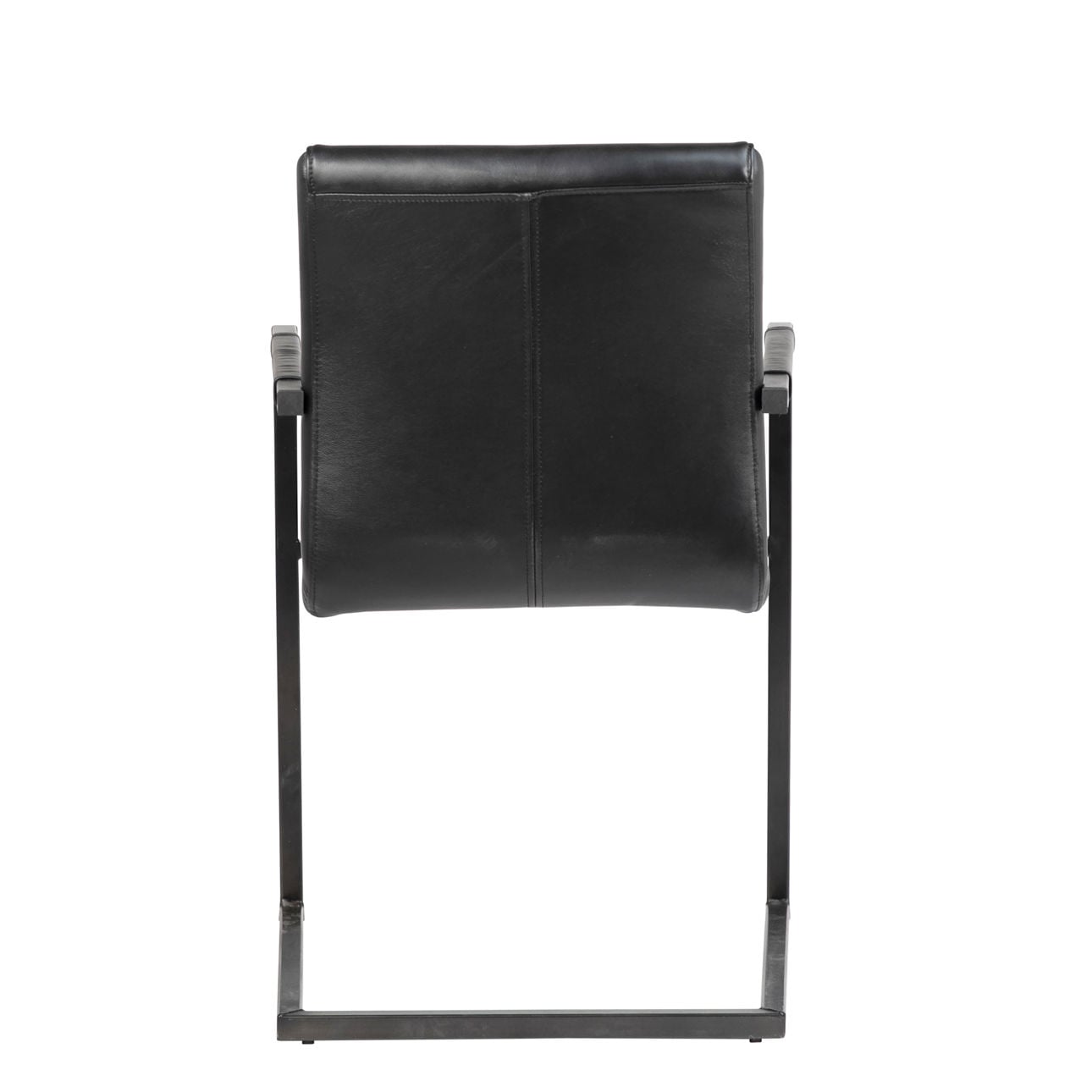 Black Leather Finish and Antique Black Metal Genuine Leather Upholstery and Steel Frame Chair 22 in Wide