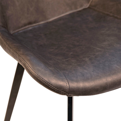 Charcoal and Black PU Leather Upholstery and Metal Legs Chair 20 in Wide