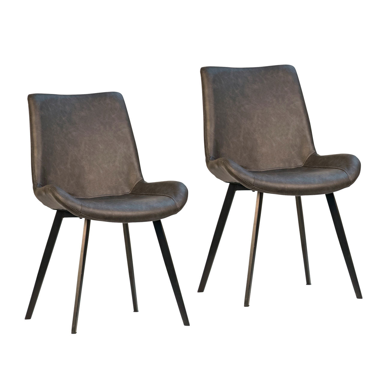 Charcoal and Black PU Leather Upholstery and Metal Legs Chair 20 in Wide