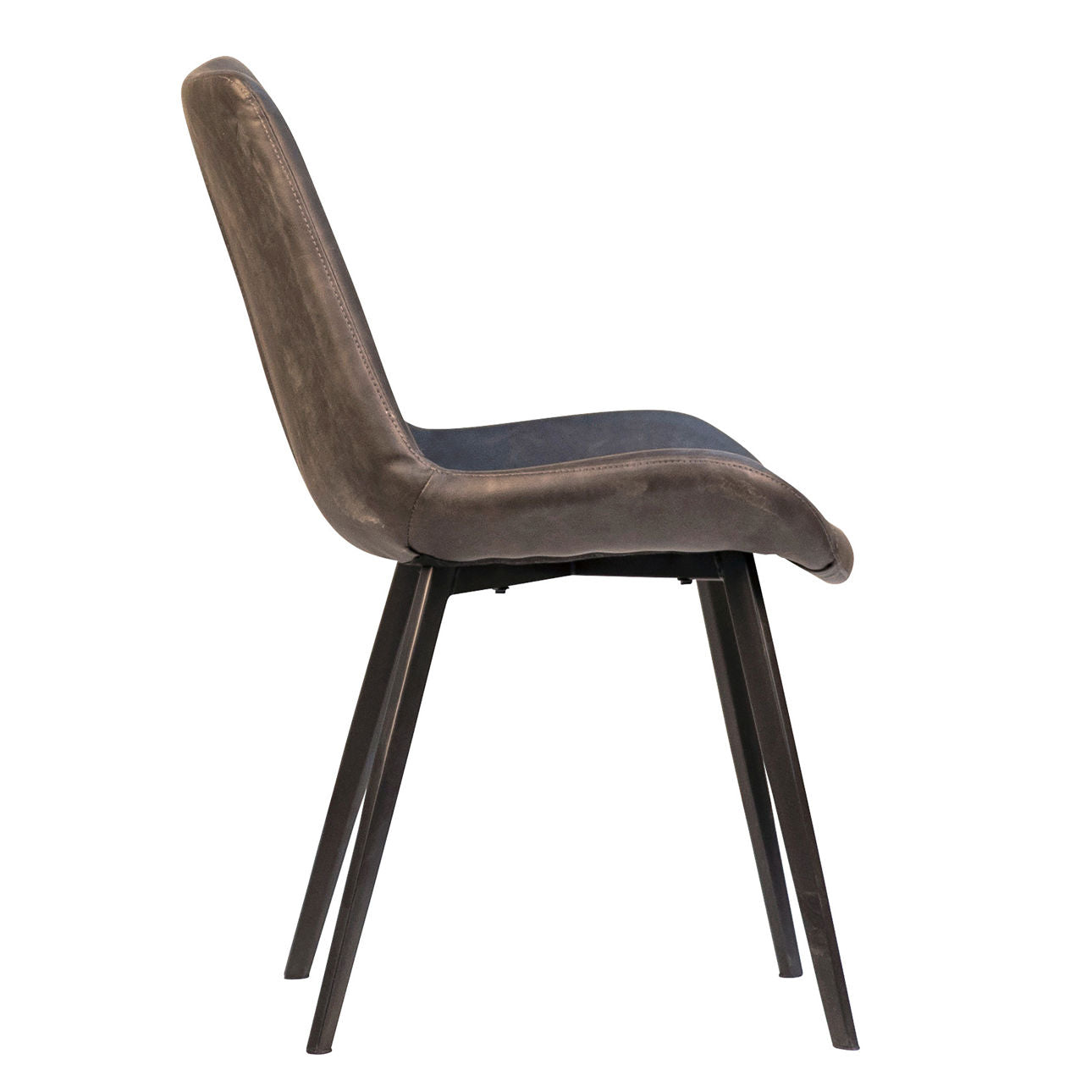 Charcoal and Black PU Leather Upholstery and Metal Legs Chair 20 in Wide