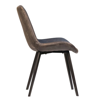 Charcoal and Black PU Leather Upholstery and Metal Legs Chair 20 in Wide