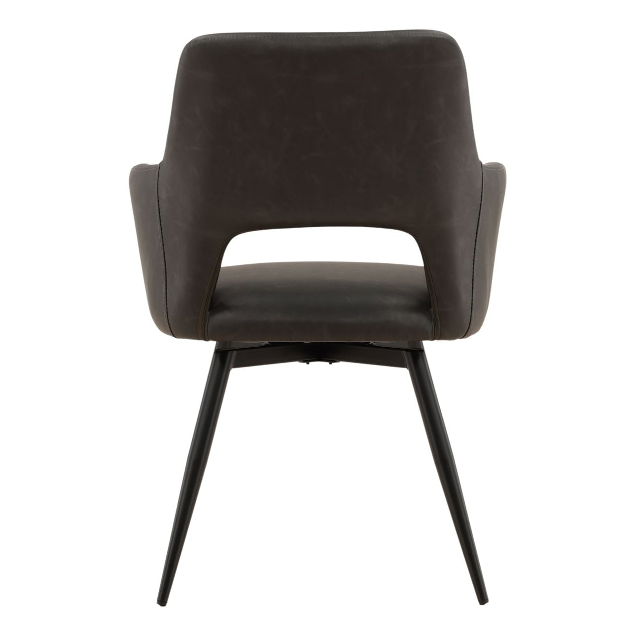 Charcoal and Black Faux Leather and Steel Chair 23 in Wide